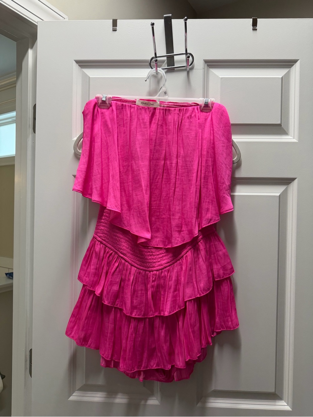 Hot Pink Tiered Off-Shoulder Romper